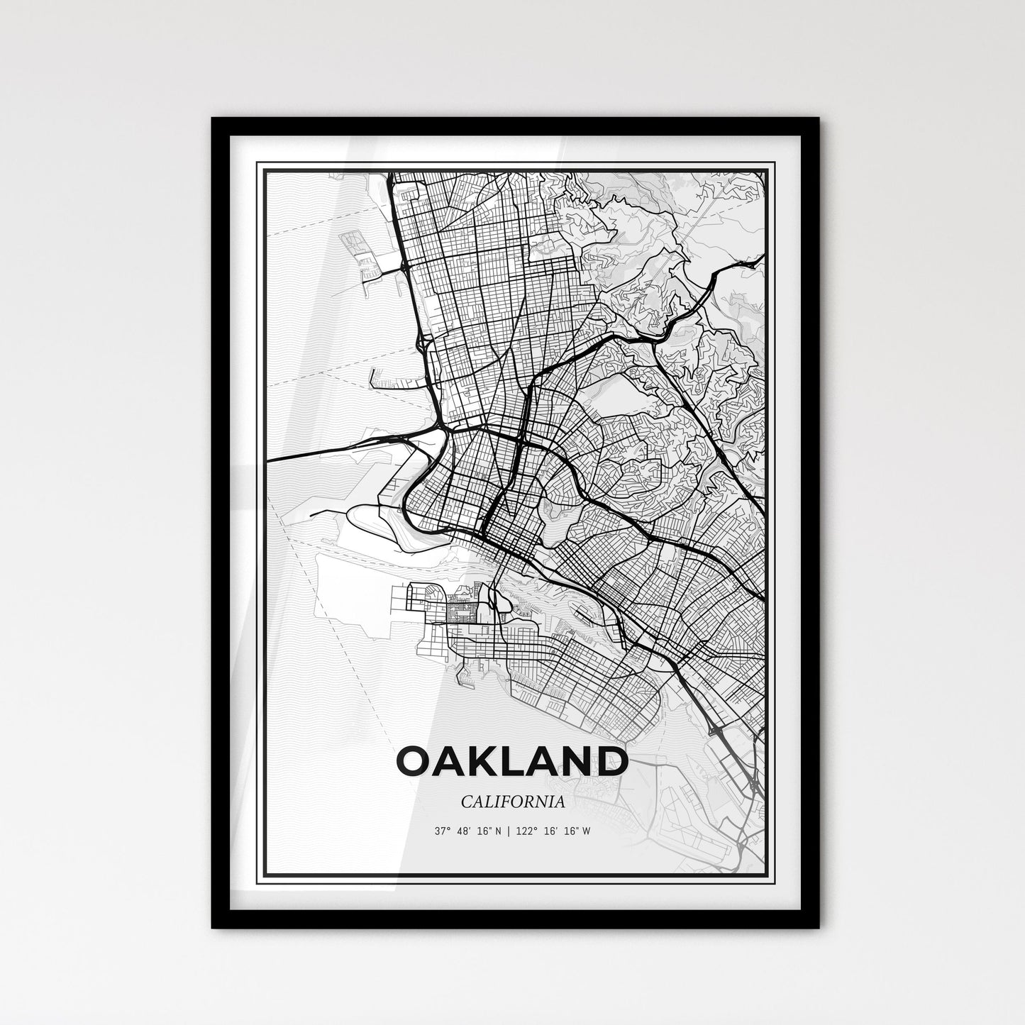 Oakland California - Scandinavian Style City Map for Modern Home Decor