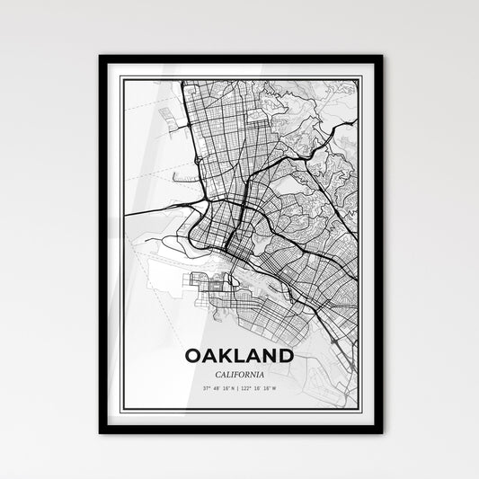 Oakland California - Scandinavian Style City Map for Modern Home Decor