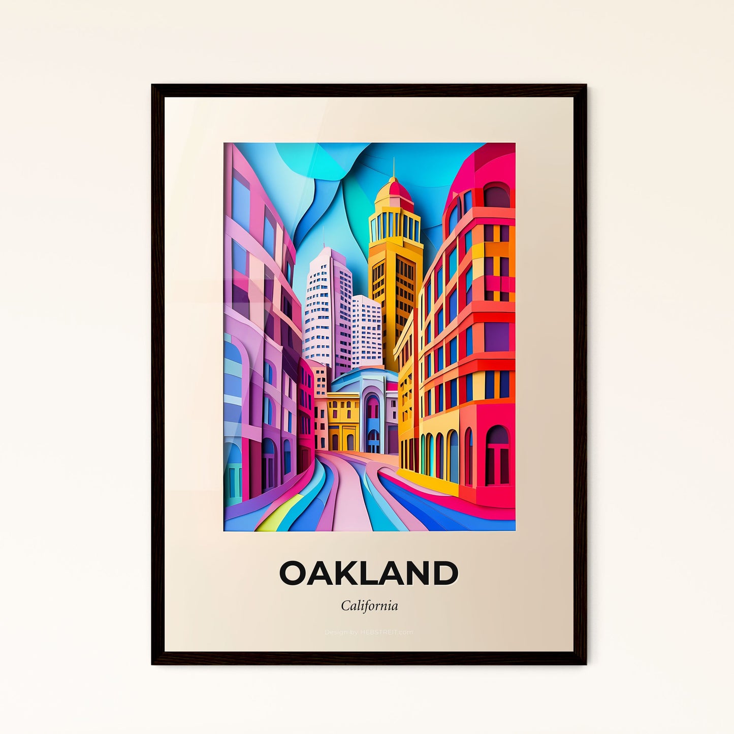 Vivid Oakland, California - a painting of a city street with buildings