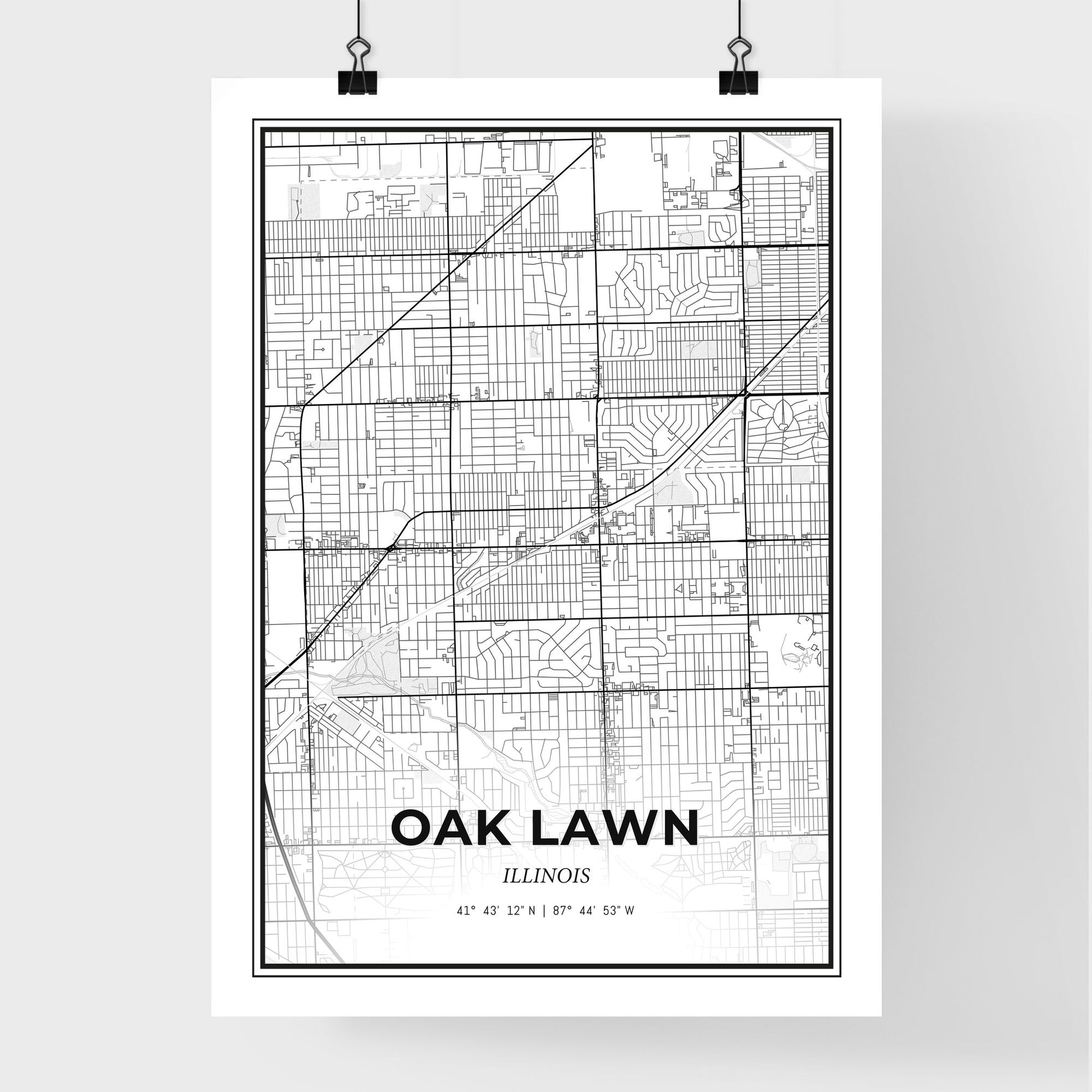 Oak Lawn Illinois - Premium City Map Poster