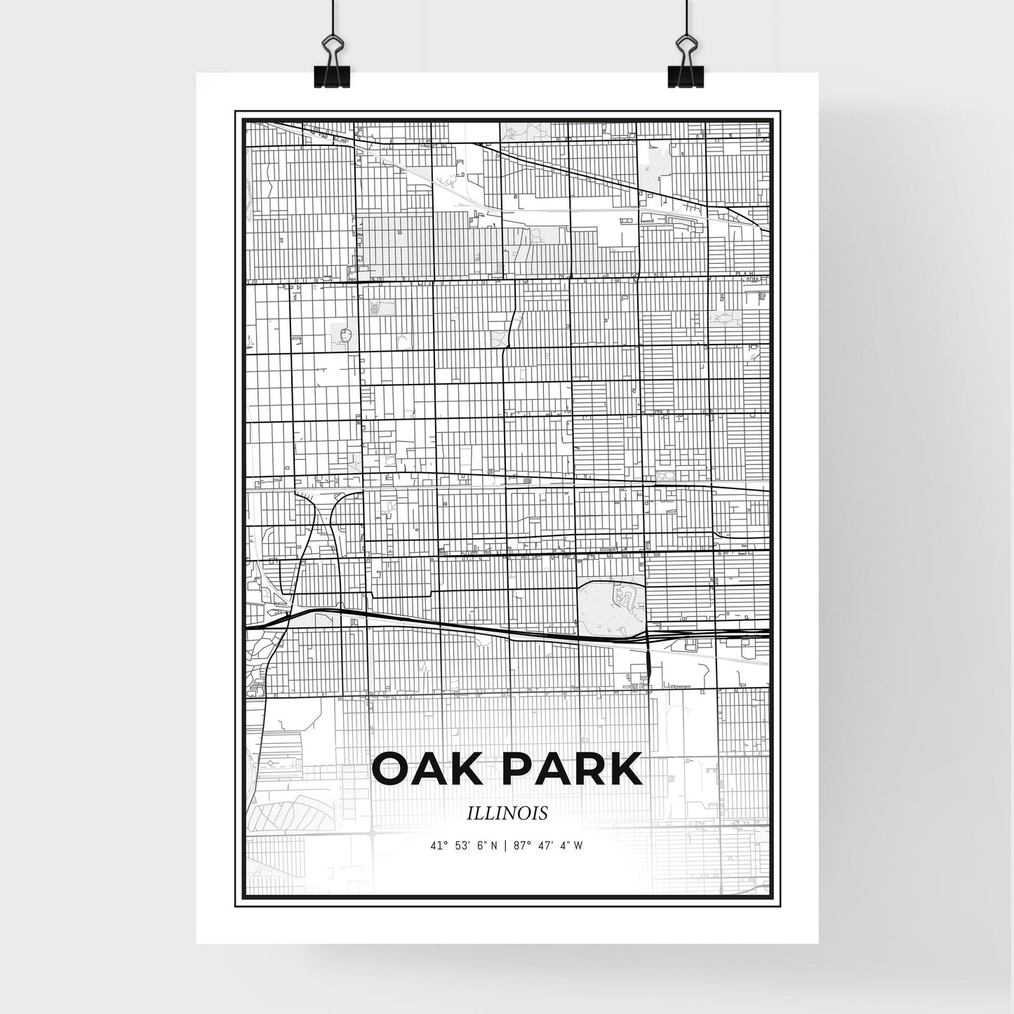 Oak Park Illinois - Premium City Map Poster