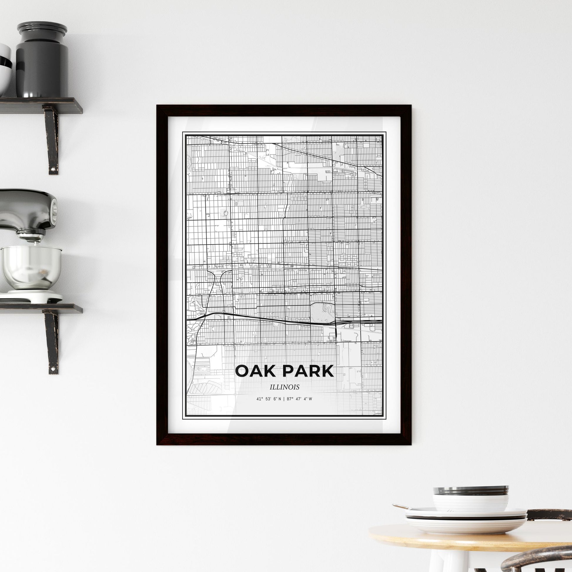 Oak Park Illinois - Minimal City Map