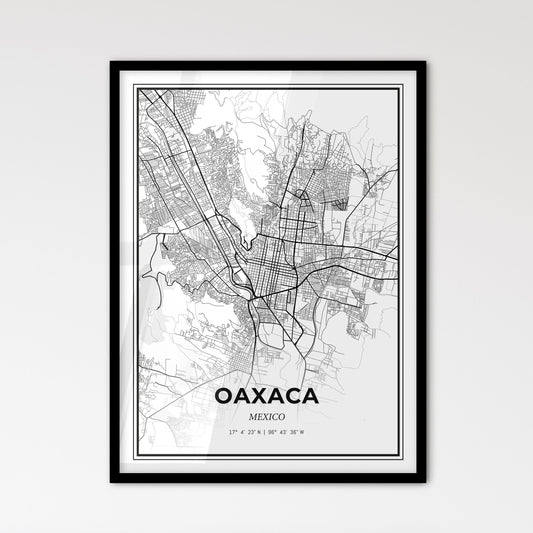 Oaxaca Mexico - Scandinavian Style City Map for Modern Home Decor