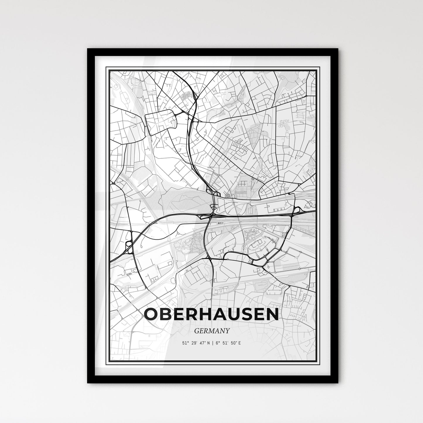 Oberhausen Germany - Scandinavian Style City Map for Modern Home Decor