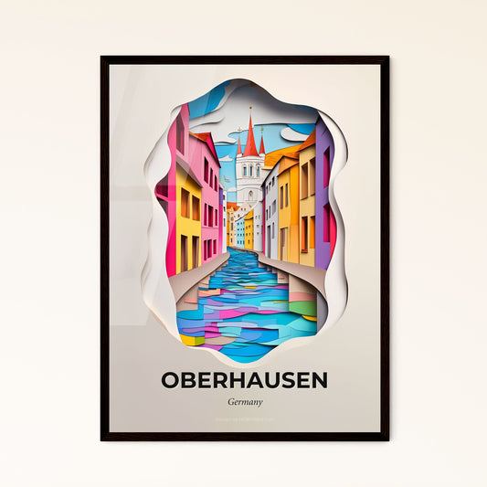 Vivid Oberhausen, Germany - a paper cut of a city street with a church