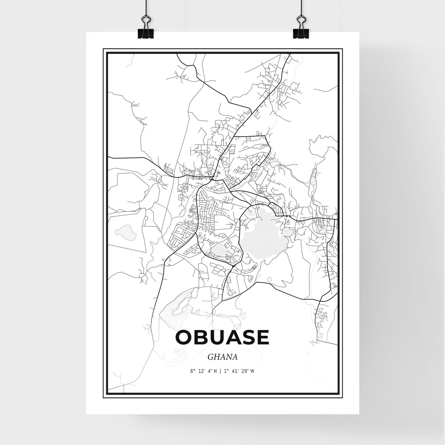 Obuase Ghana - Premium City Map Poster