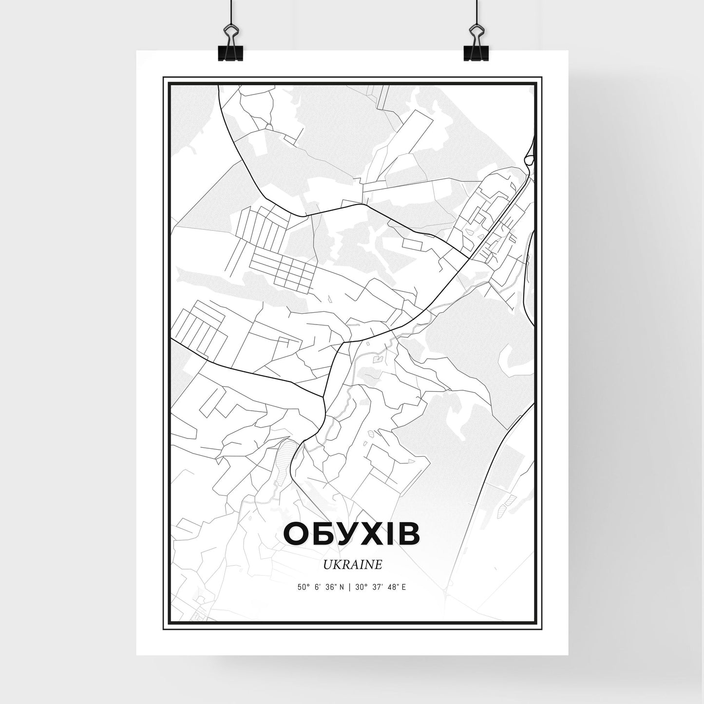 Obukhiv Ukraine - Premium City Map Poster