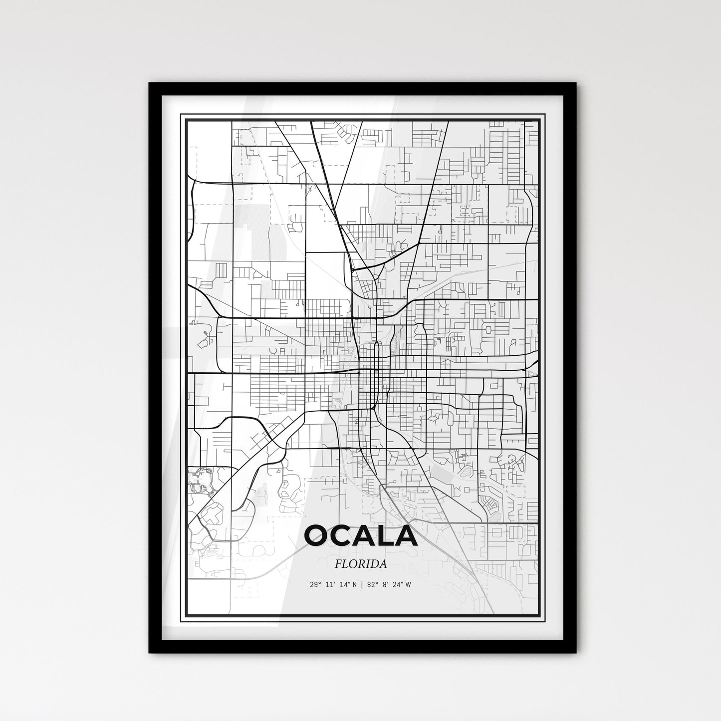 Ocala Florida - Scandinavian Style City Map for Modern Home Decor