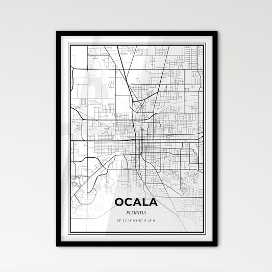 Ocala Florida - Scandinavian Style City Map for Modern Home Decor