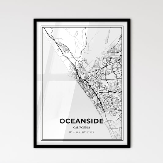 Oceanside California - Scandinavian Style City Map for Modern Home Decor