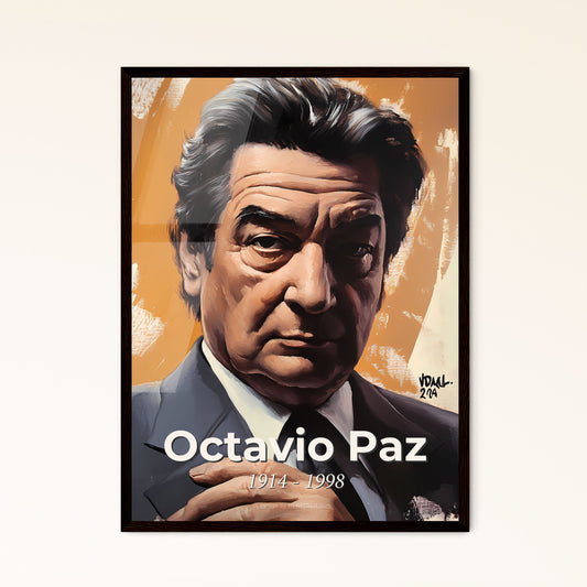 Portrait of Octavio Paz, 1914 - 1998. Impressionistic painting of a man in a suit.