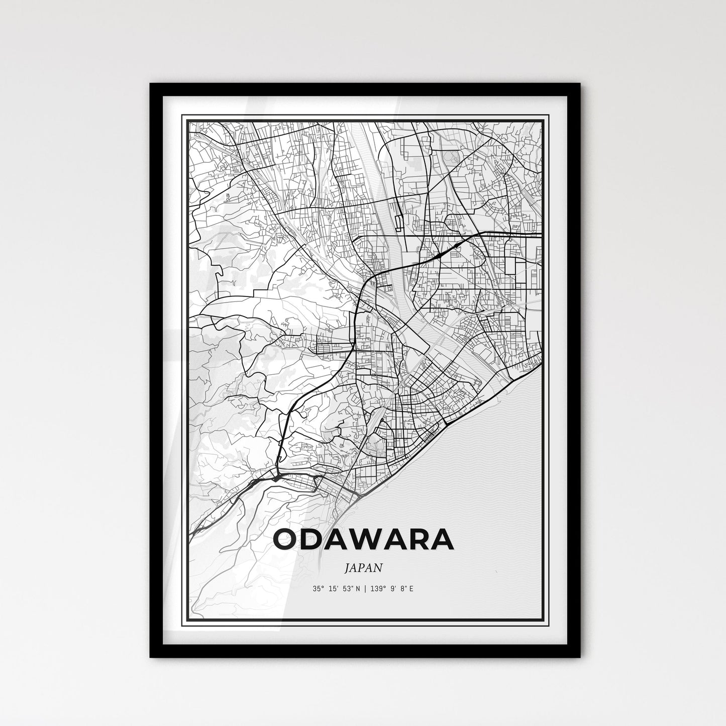 Odawara Japan - Scandinavian Style City Map for Modern Home Decor