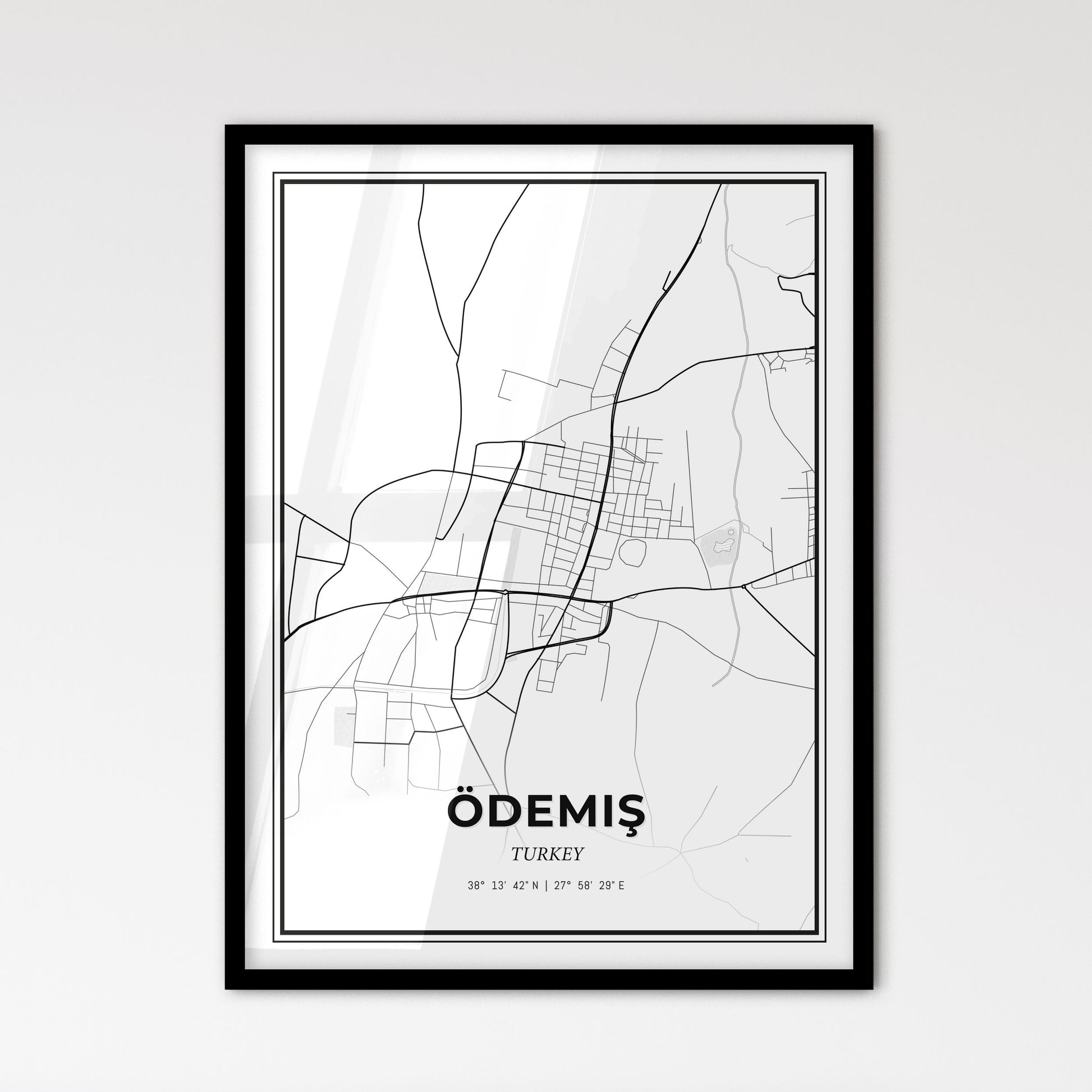 Ödemiş Turkey - Scandinavian Style City Map for Modern Home Decor