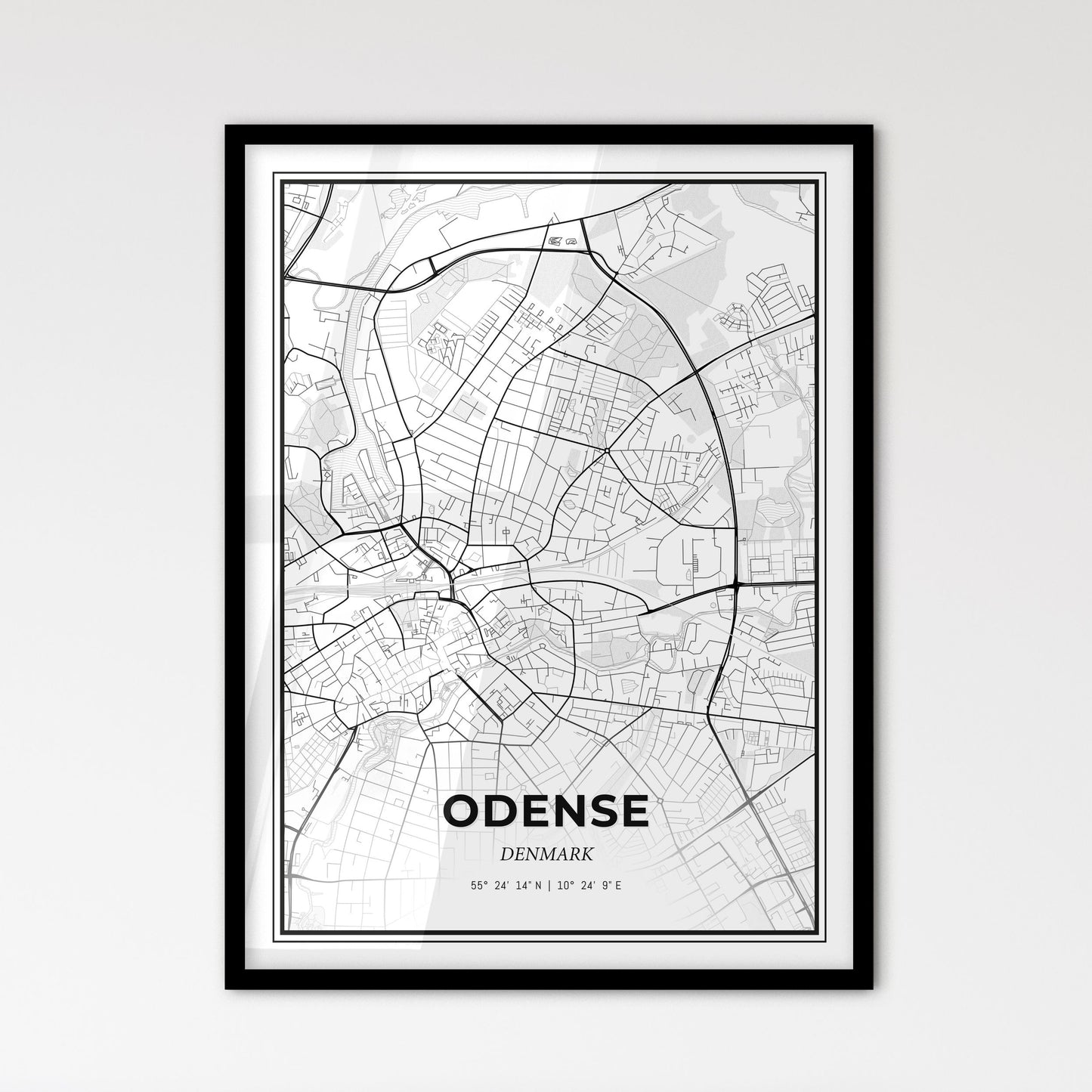 Odense Denmark - Scandinavian Style City Map for Modern Home Decor