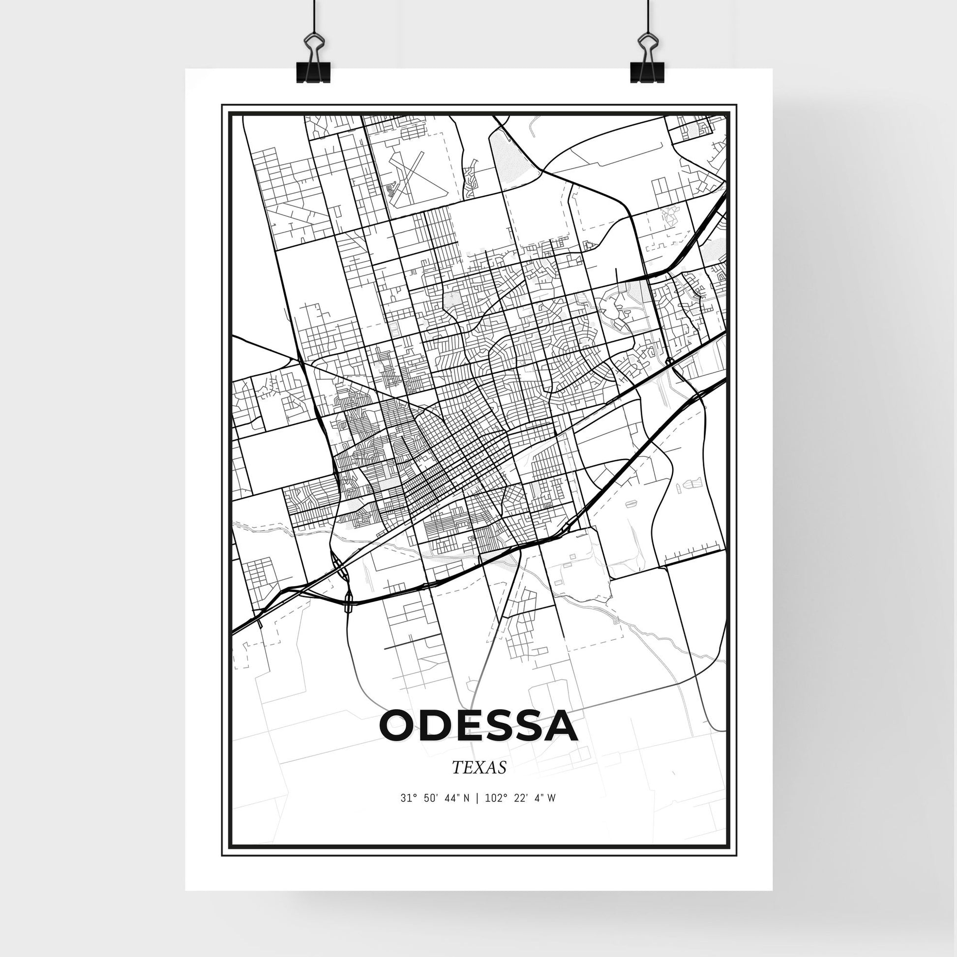 Odessa Texas - Premium City Map Poster