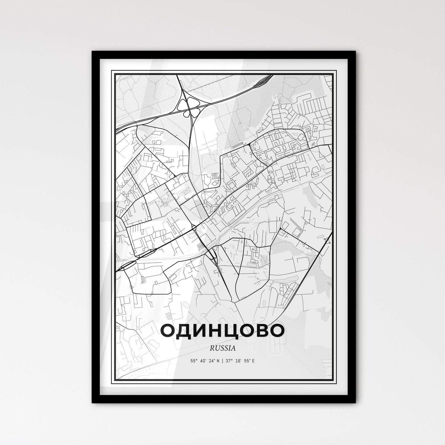 Odintsovo Russia - Scandinavian Style City Map for Modern Home Decor