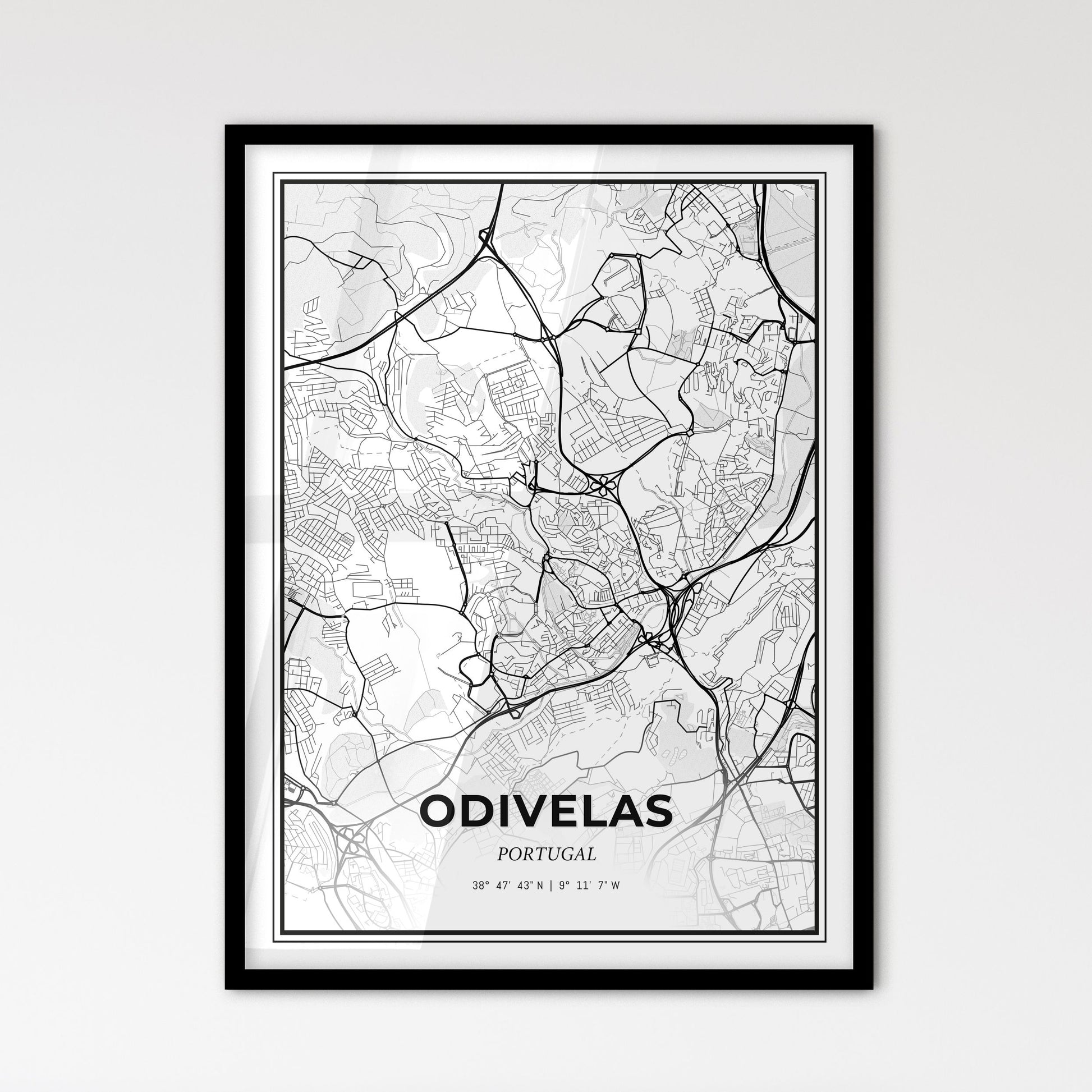 Odivelas Portugal - Scandinavian Style City Map for Modern Home Decor