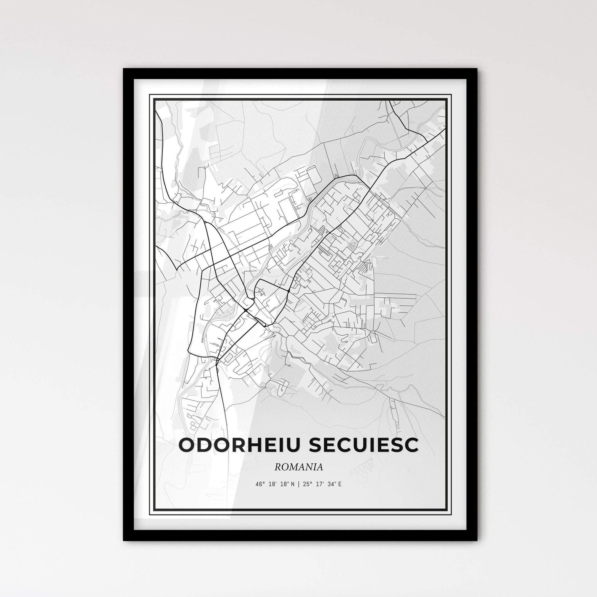 Odorheiu Secuiesc Romania - Scandinavian Style City Map for Modern Home Decor