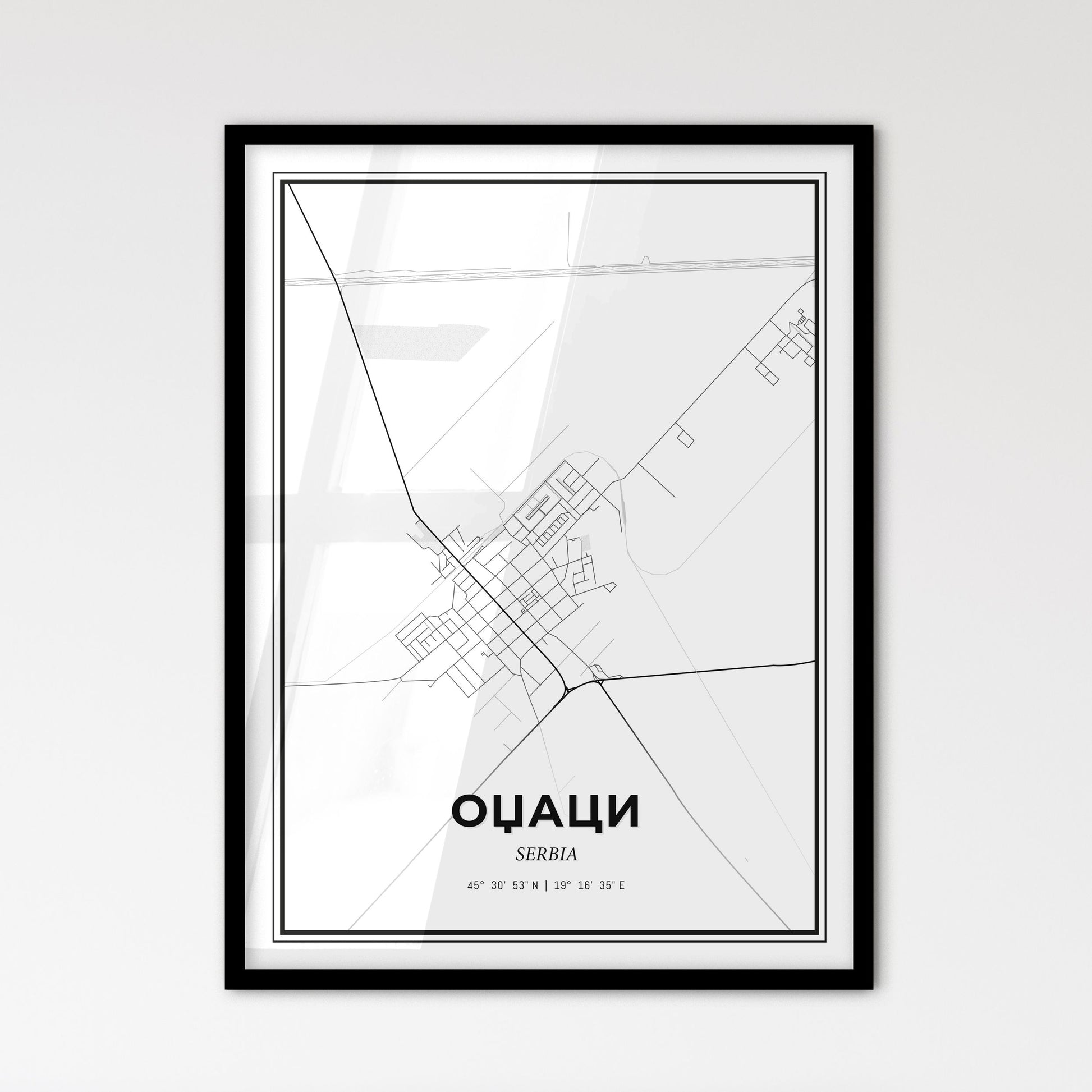 Odžaci Serbia - Scandinavian Style City Map for Modern Home Decor