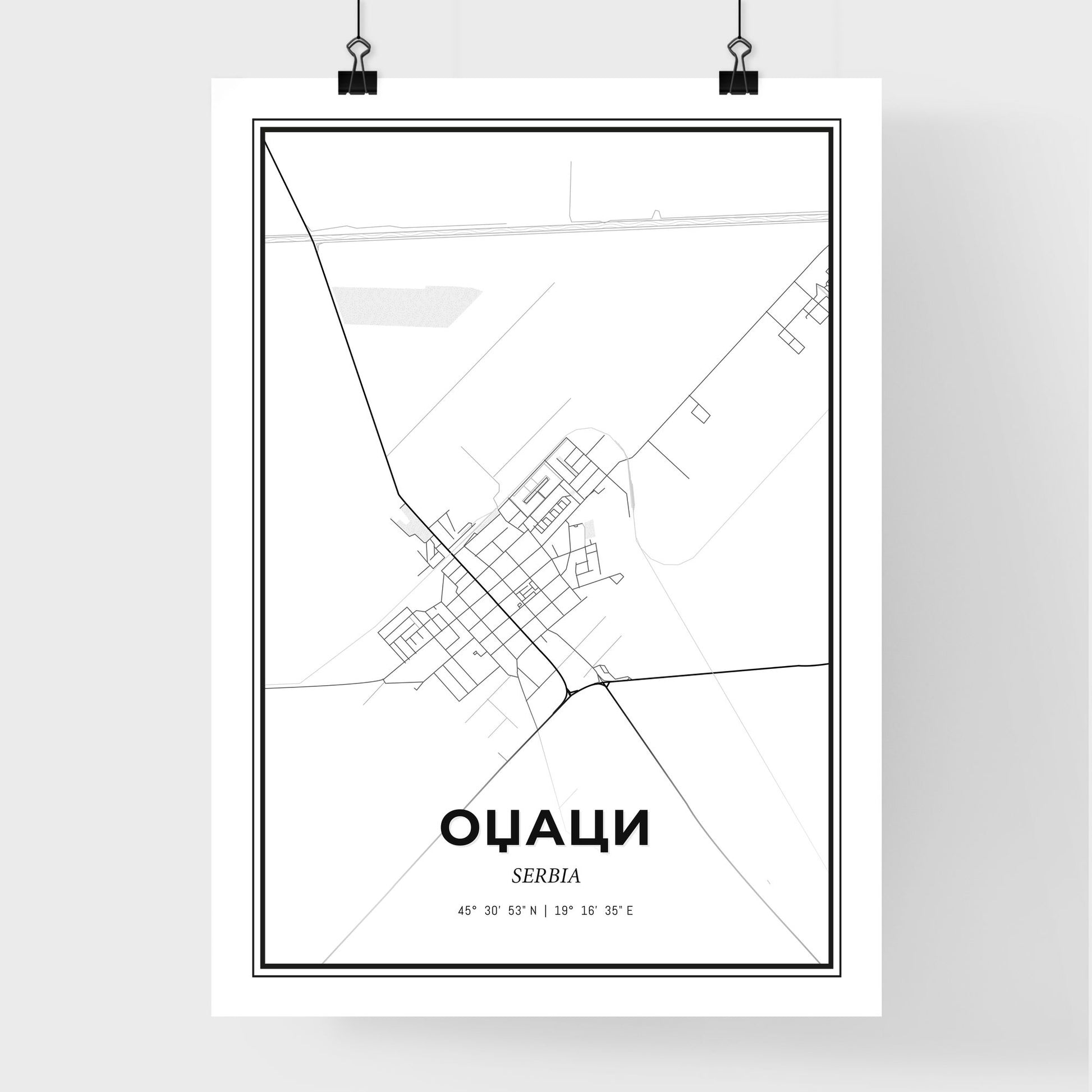 Odžaci Serbia - Premium City Map Poster