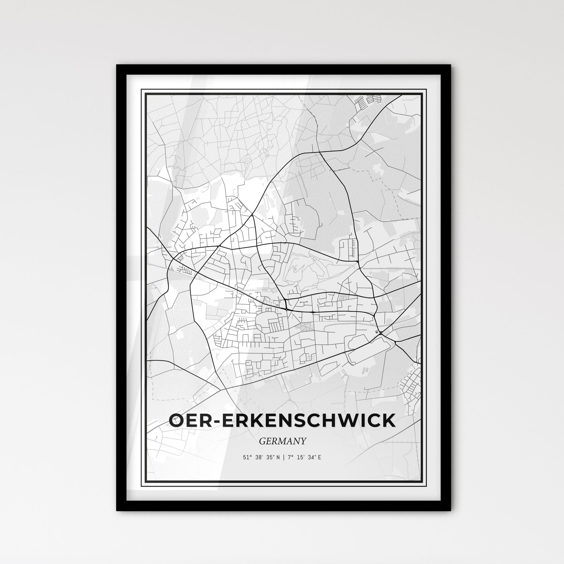 Oer-Erkenschwick Germany - Scandinavian Style City Map for Modern Home Decor