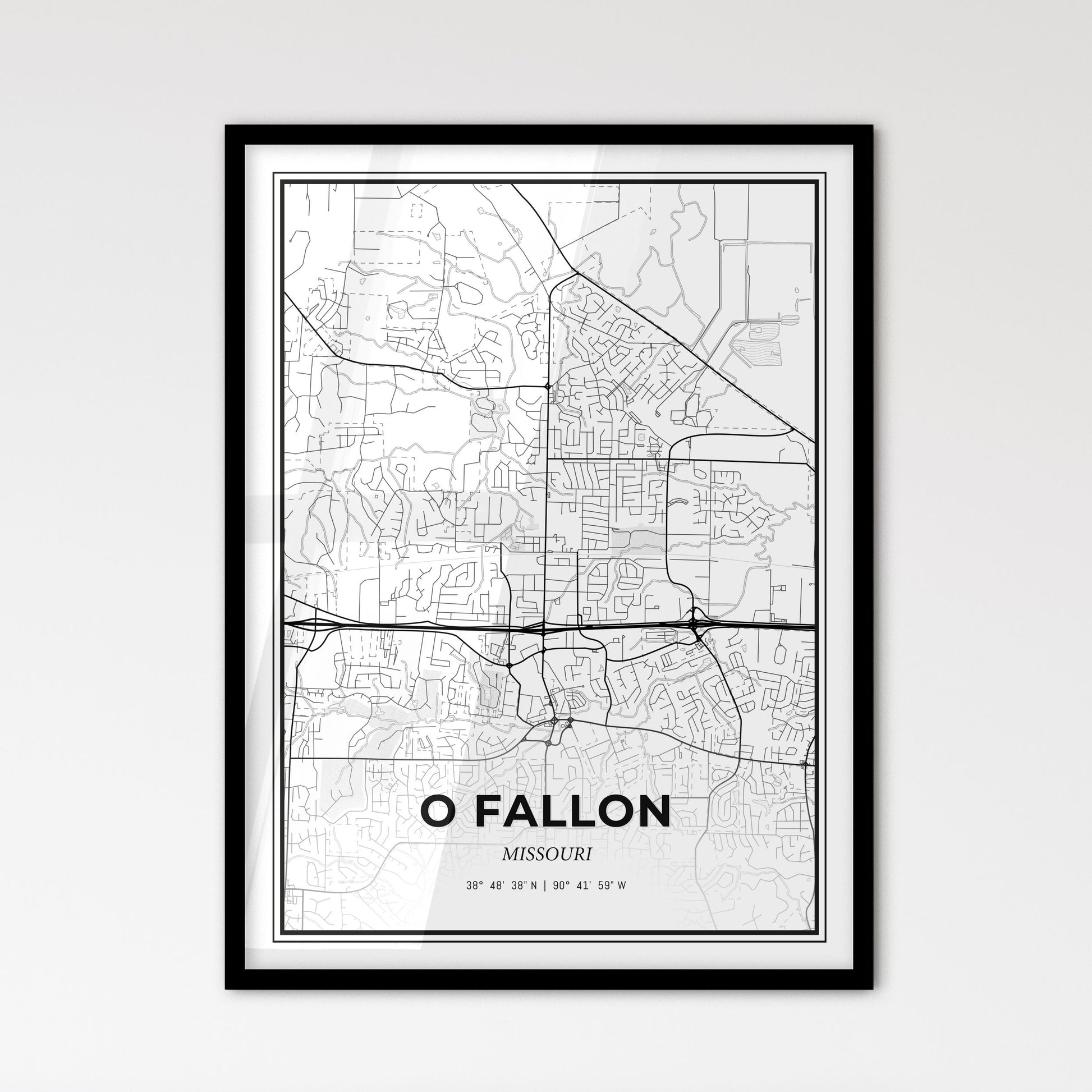 O Fallon Missouri - Scandinavian Style City Map for Modern Home Decor