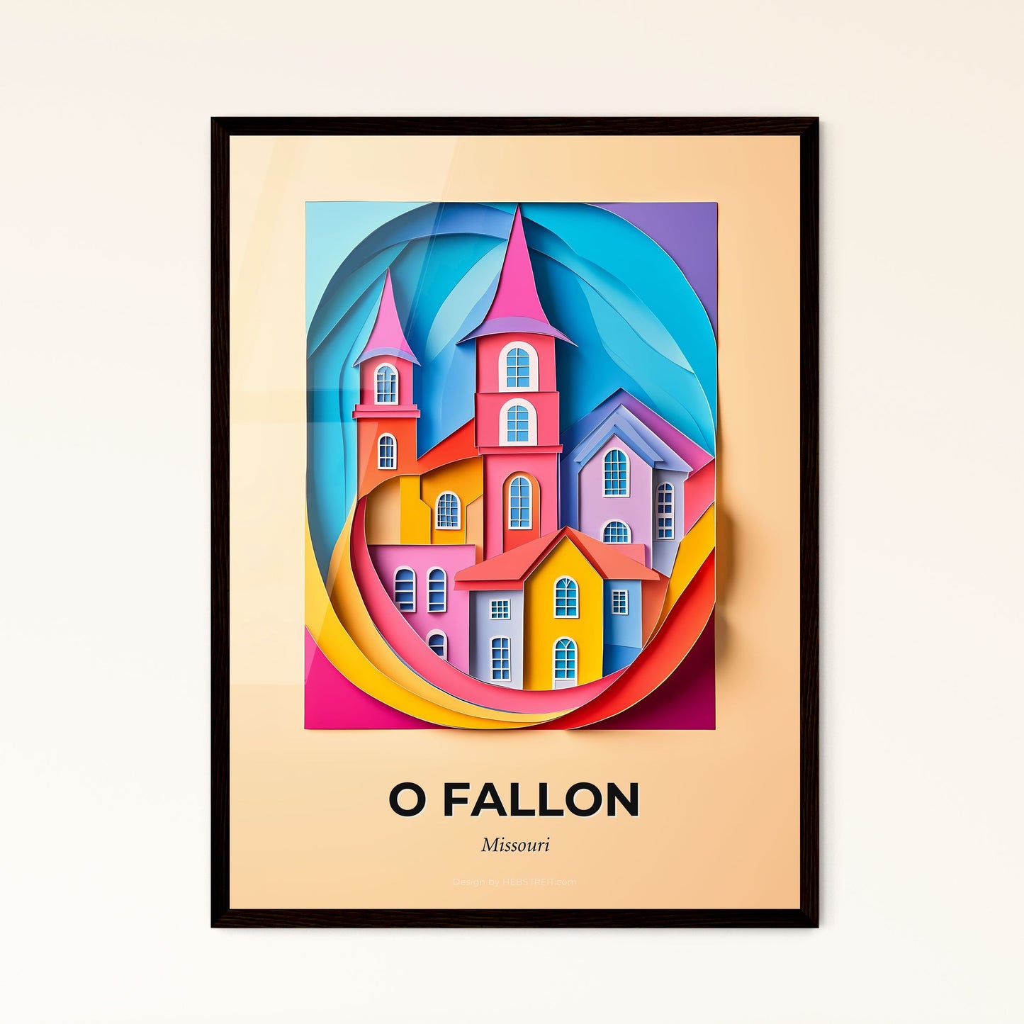 Vivid O Fallon, Missouri - a colorful city with a clock tower on top of it