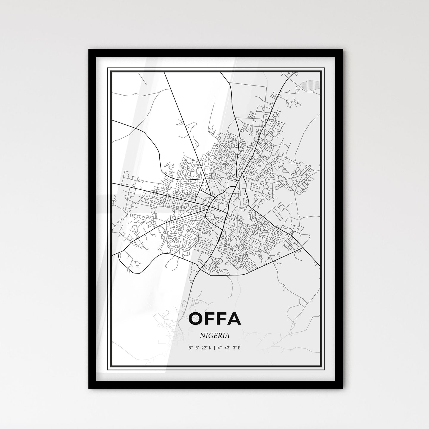 Offa Nigeria - Scandinavian Style City Map for Modern Home Decor