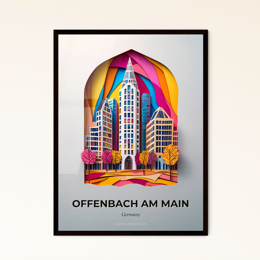 Vivid Offenbach am Main, Germany - a paper cut of a city with a clock tower