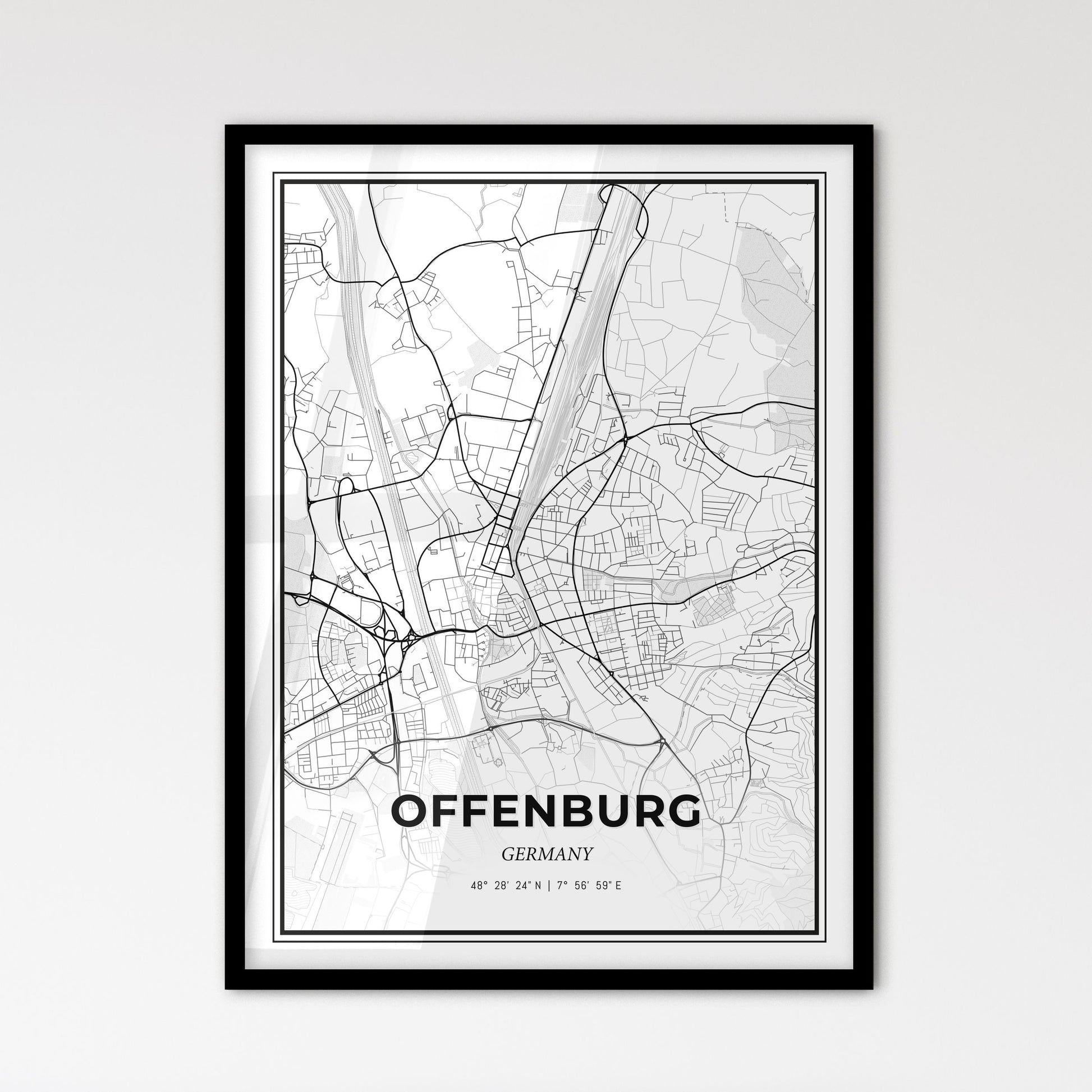 Offenburg Germany - Scandinavian Style City Map for Modern Home Decor