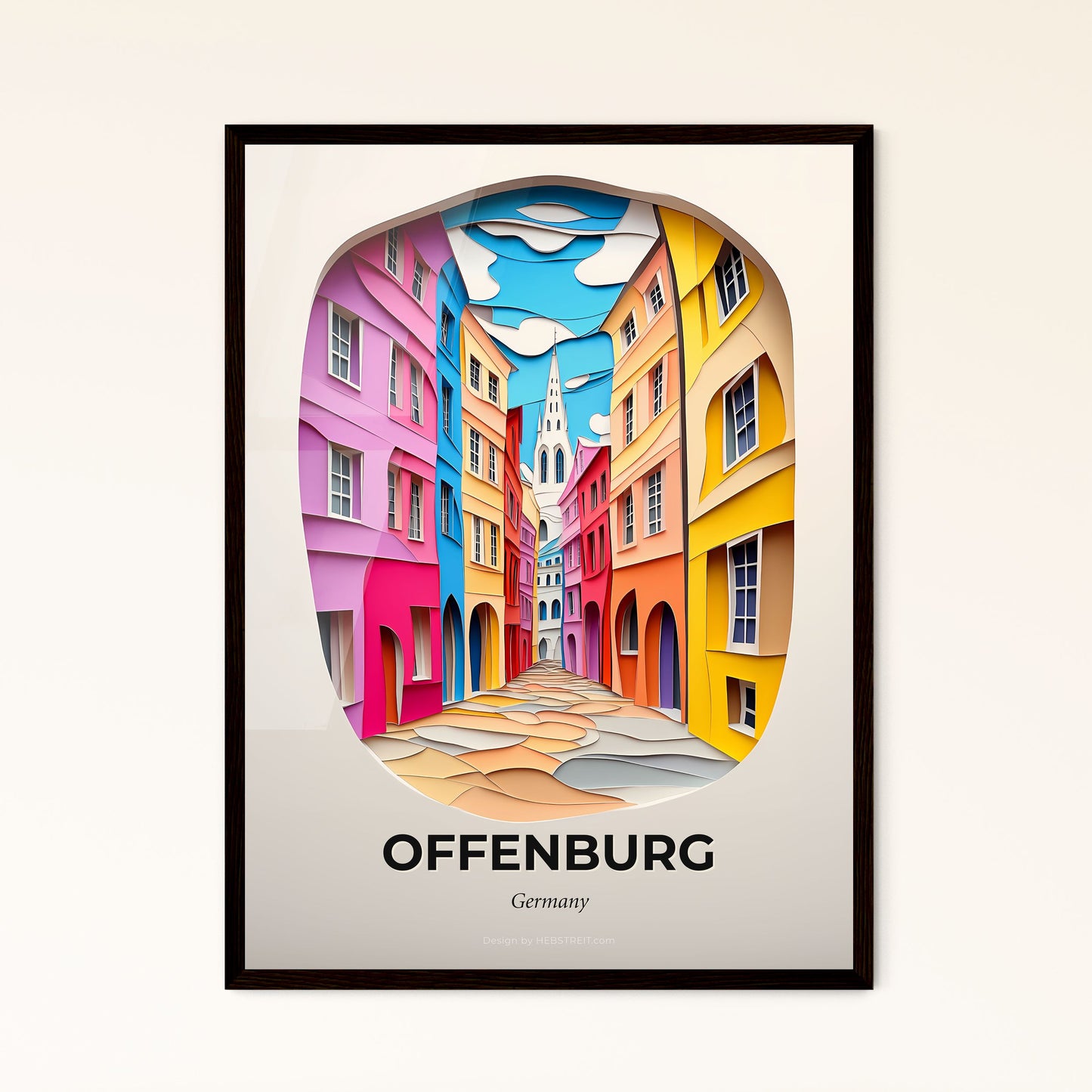 Vivid Offenburg, Germany - a city street with a clock tower