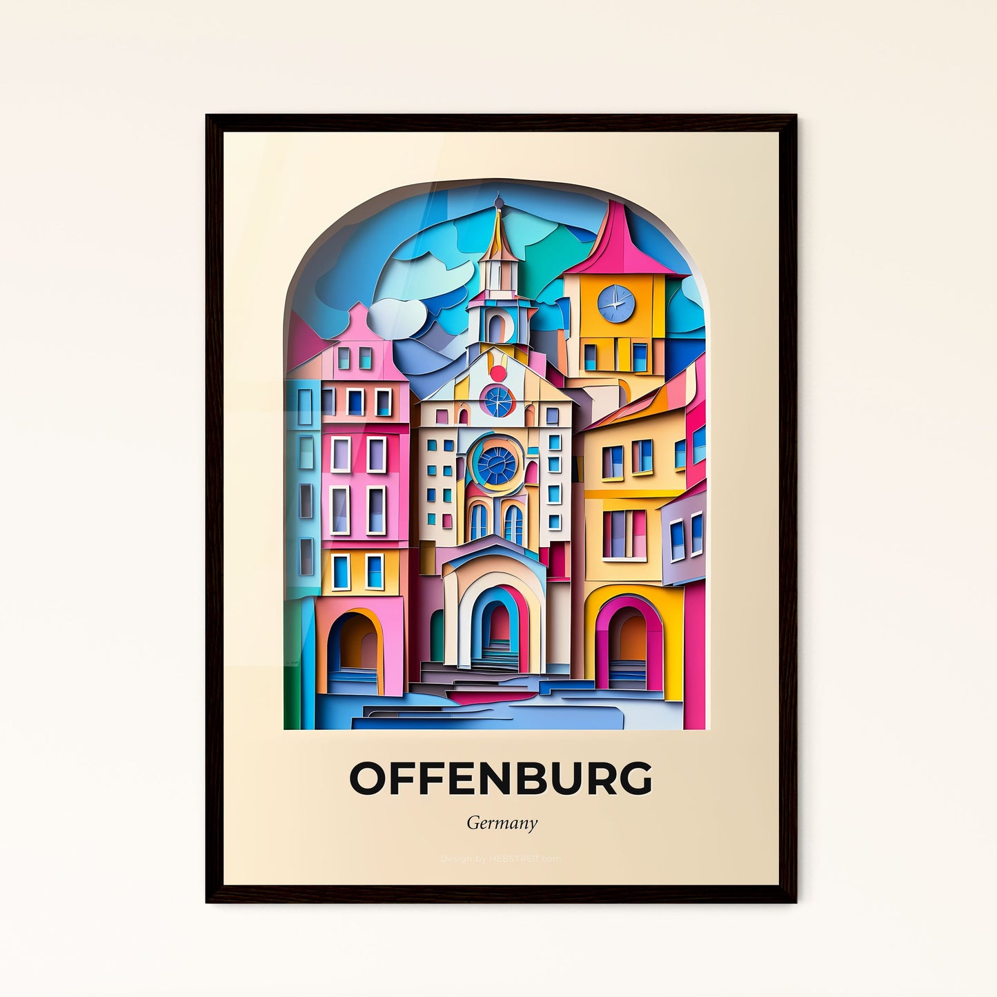 Vivid Offenburg, Germany - a colorful city with a clock tower in the middle