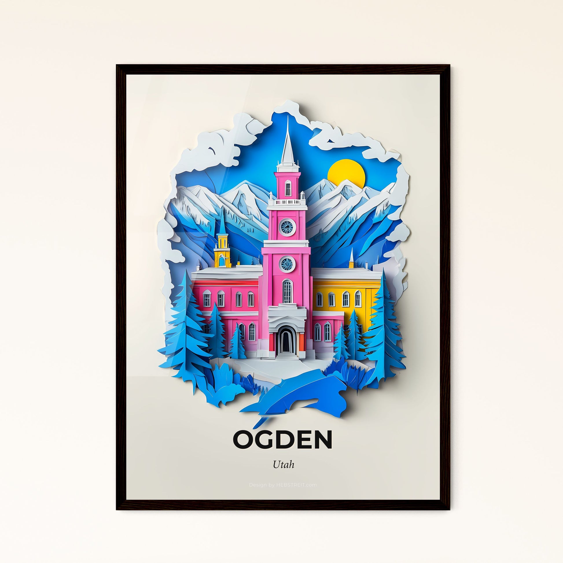 Vivid Ogden, Utah - a paper cut of a building with a clock tower