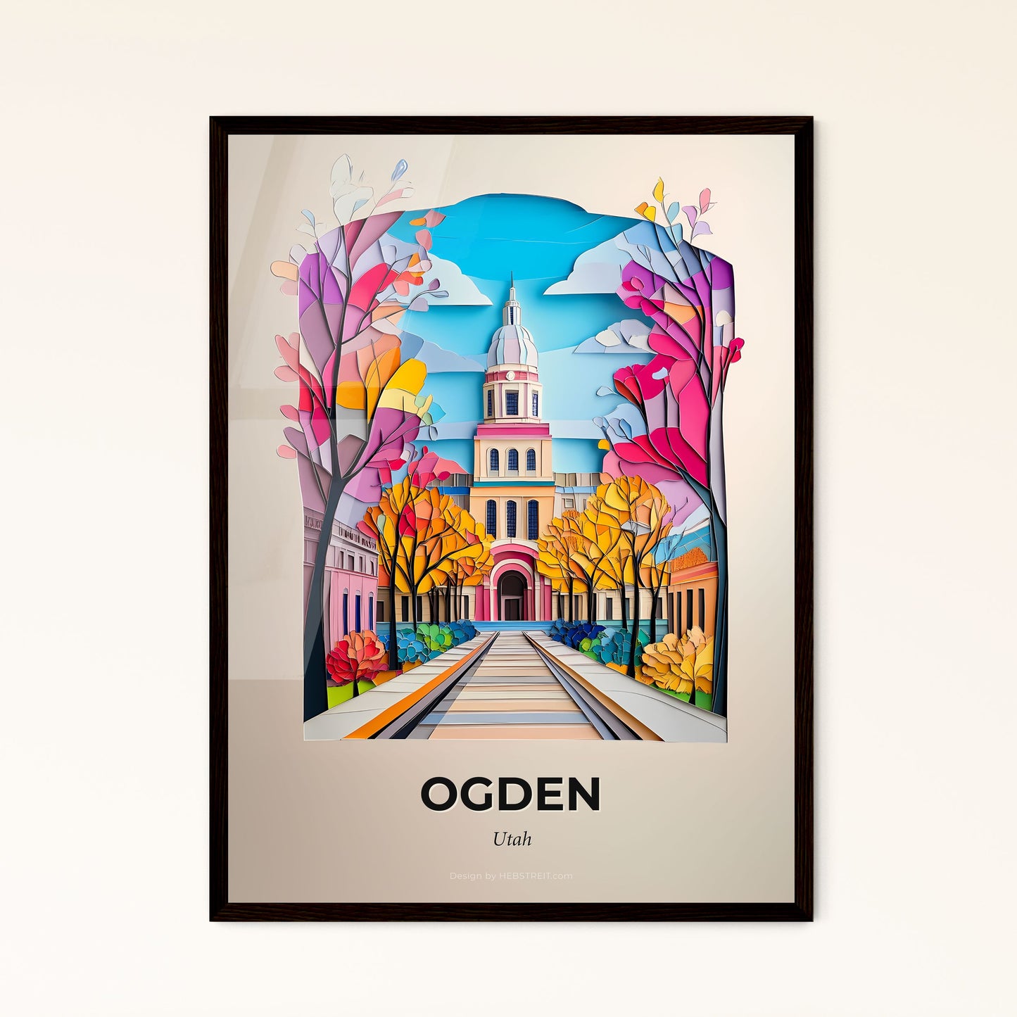 Vivid Ogden, Utah - a paper cut of a building with a clock tower