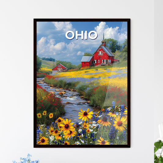 Painterly Ohio River Landscape: Vibrant Abstract Artwork of Field, Flowers