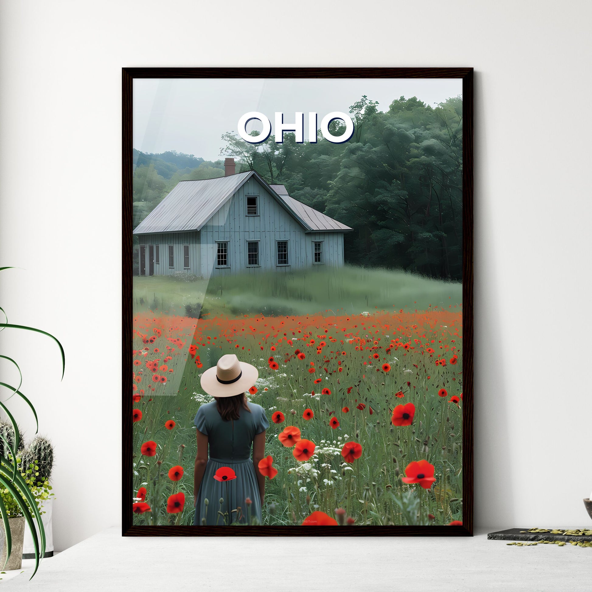 Vibrant Red Flowers Ohio United States Painting Woman Field Art Focus