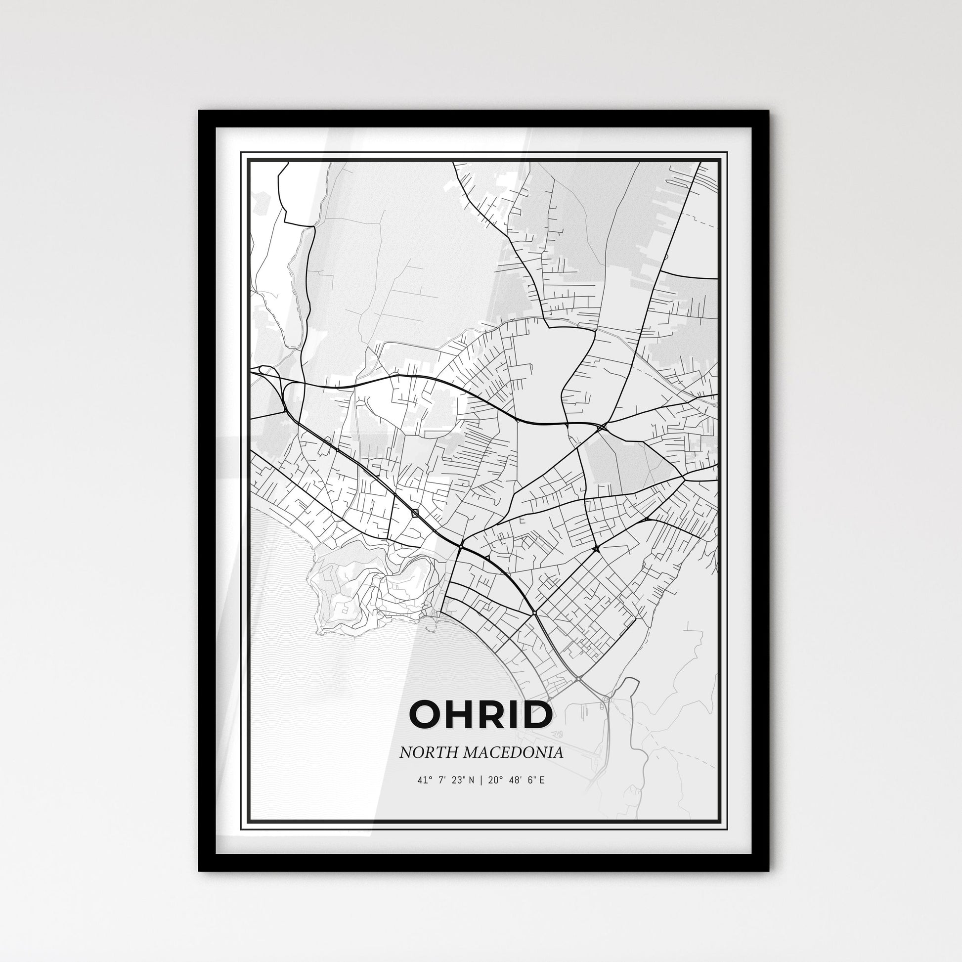 Ohrid North Macedonia - Scandinavian Style City Map for Modern Home Decor