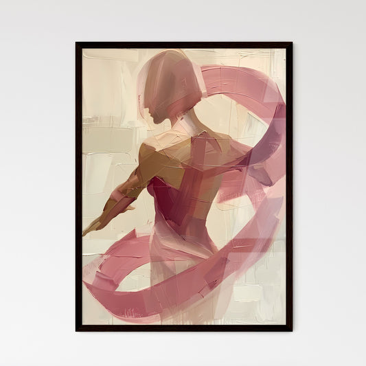 Oil on Ivory Abstract Woman Body with Pink Ribbon - Vibrant Art of Female Form Default Title