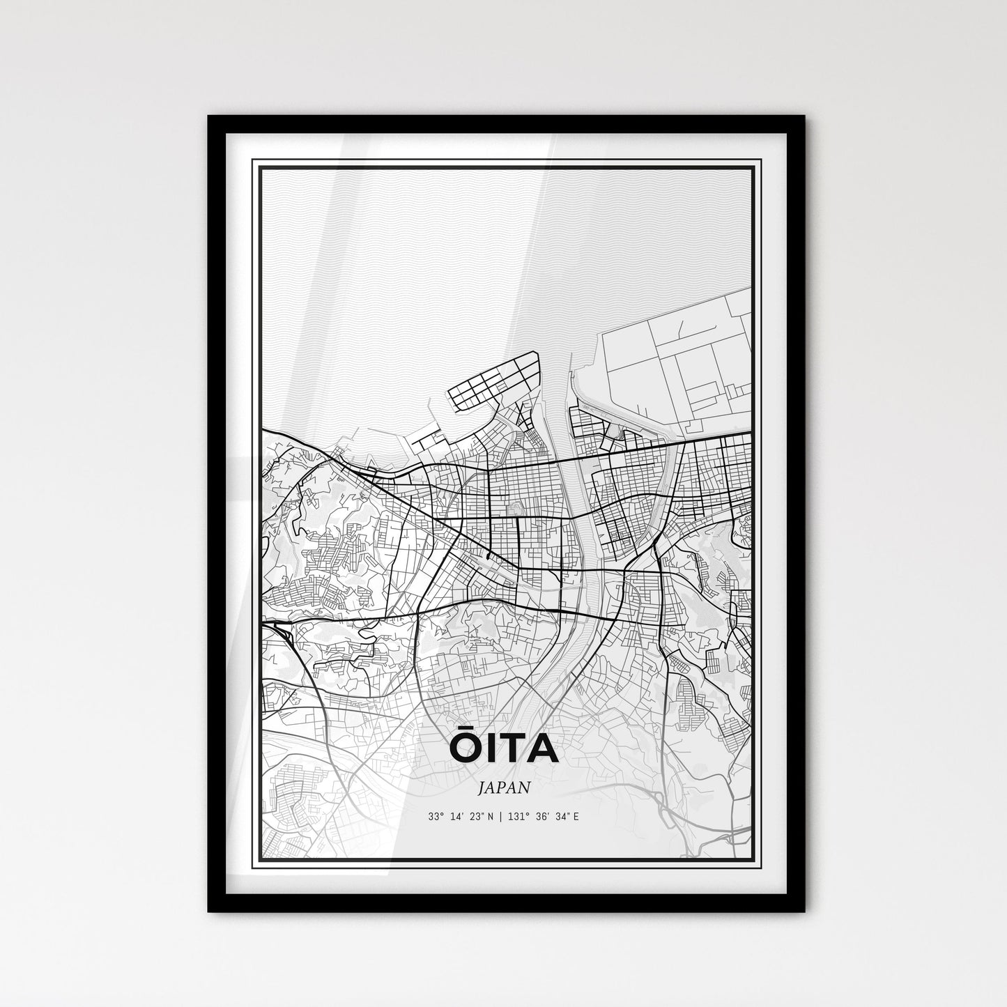 Ōita Japan - Scandinavian Style City Map for Modern Home Decor