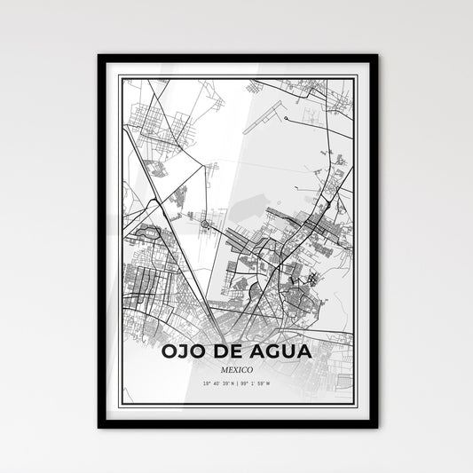 Ojo de Agua Mexico - Scandinavian Style City Map for Modern Home Decor