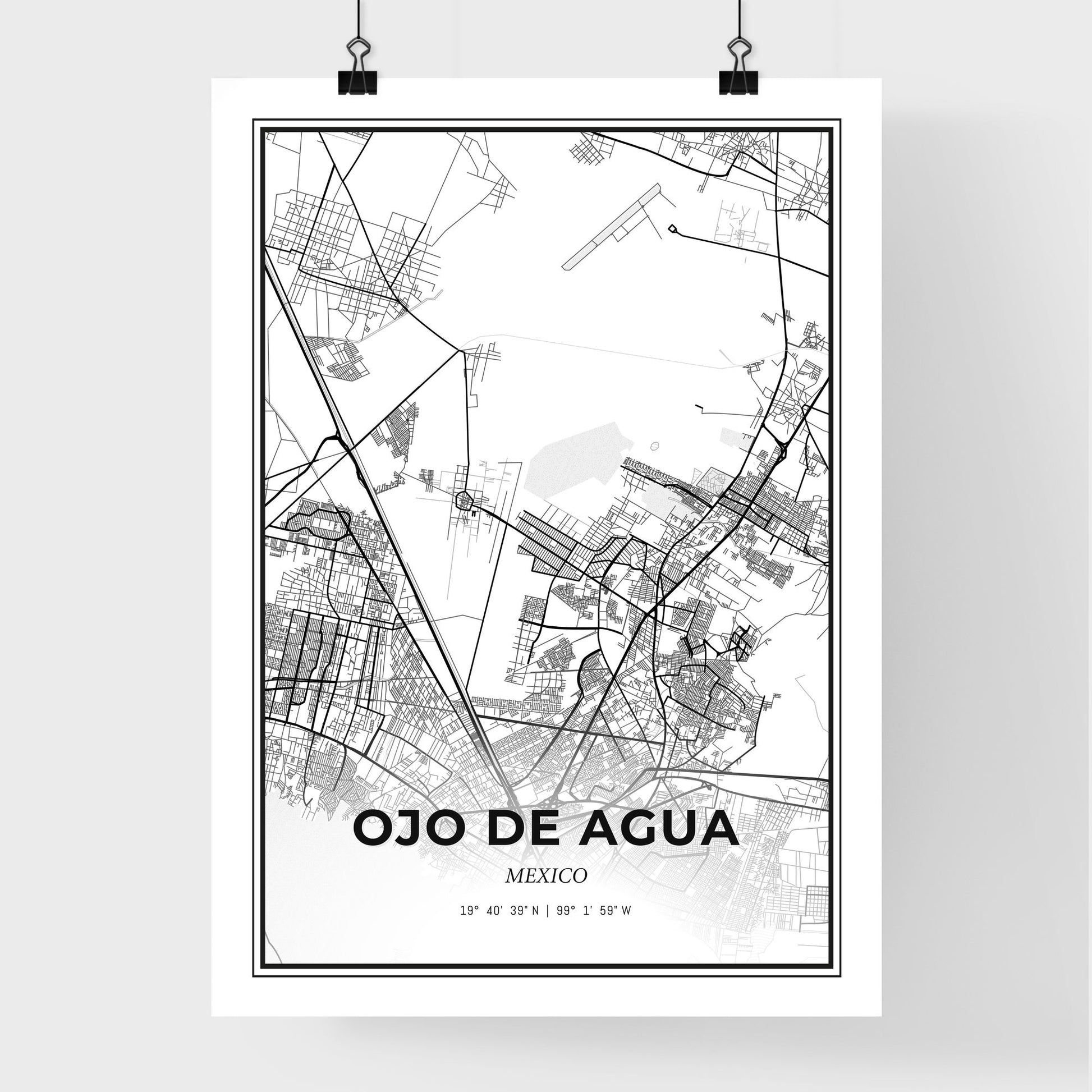 Ojo de Agua Mexico - Premium City Map Poster