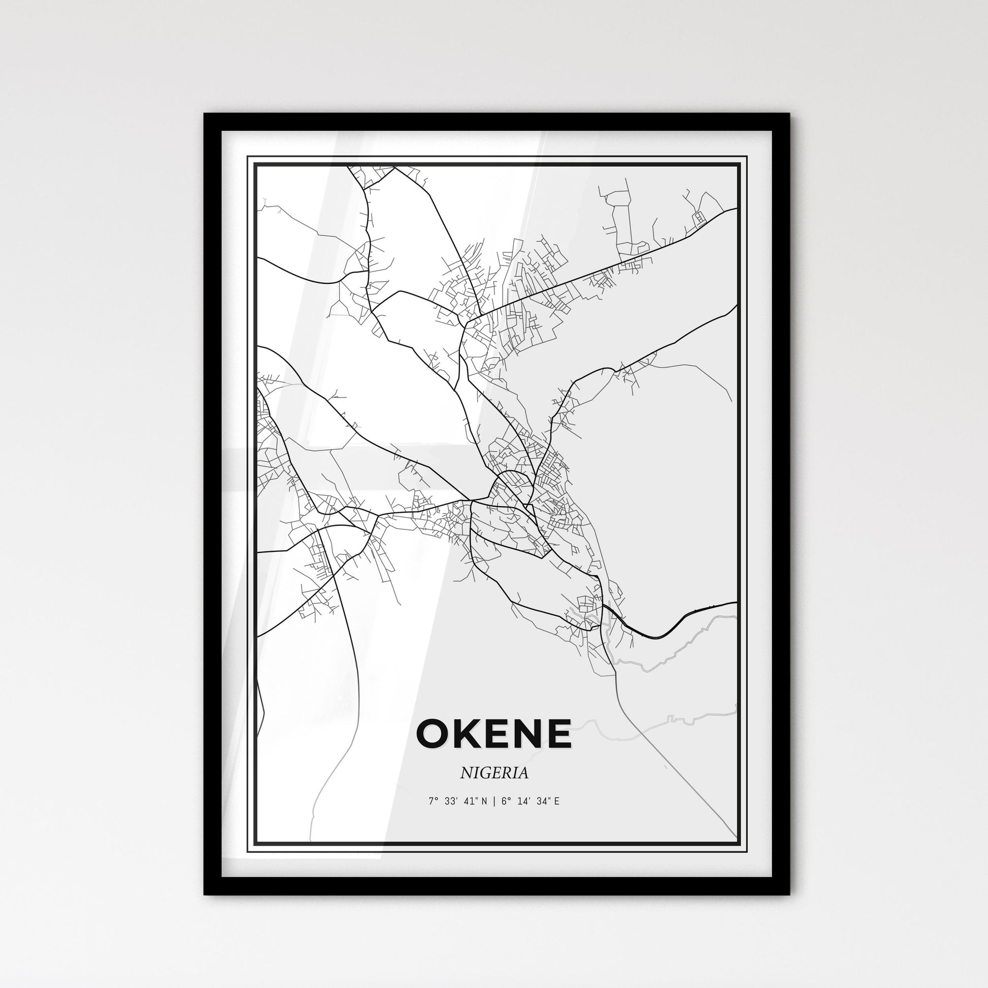 Okene Nigeria - Scandinavian Style City Map for Modern Home Decor