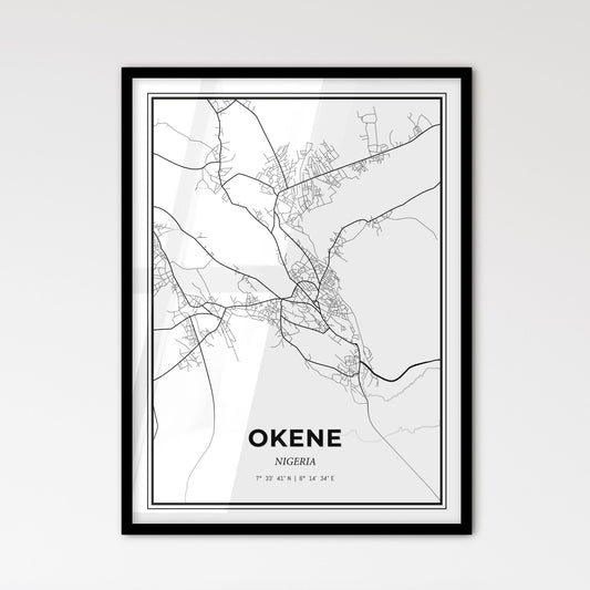 Okene Nigeria - Scandinavian Style City Map for Modern Home Decor