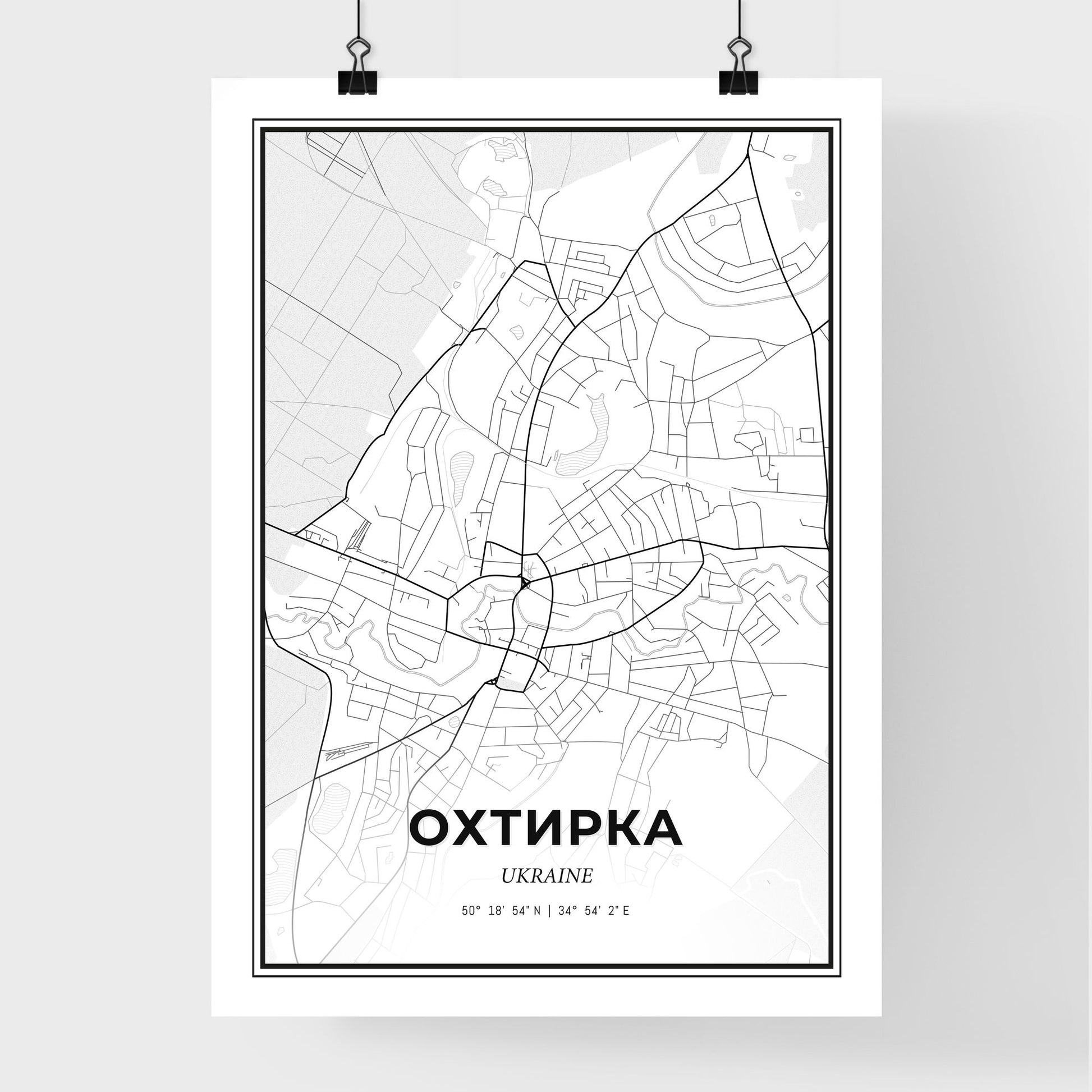 Okhtyrka Ukraine - Premium City Map Poster