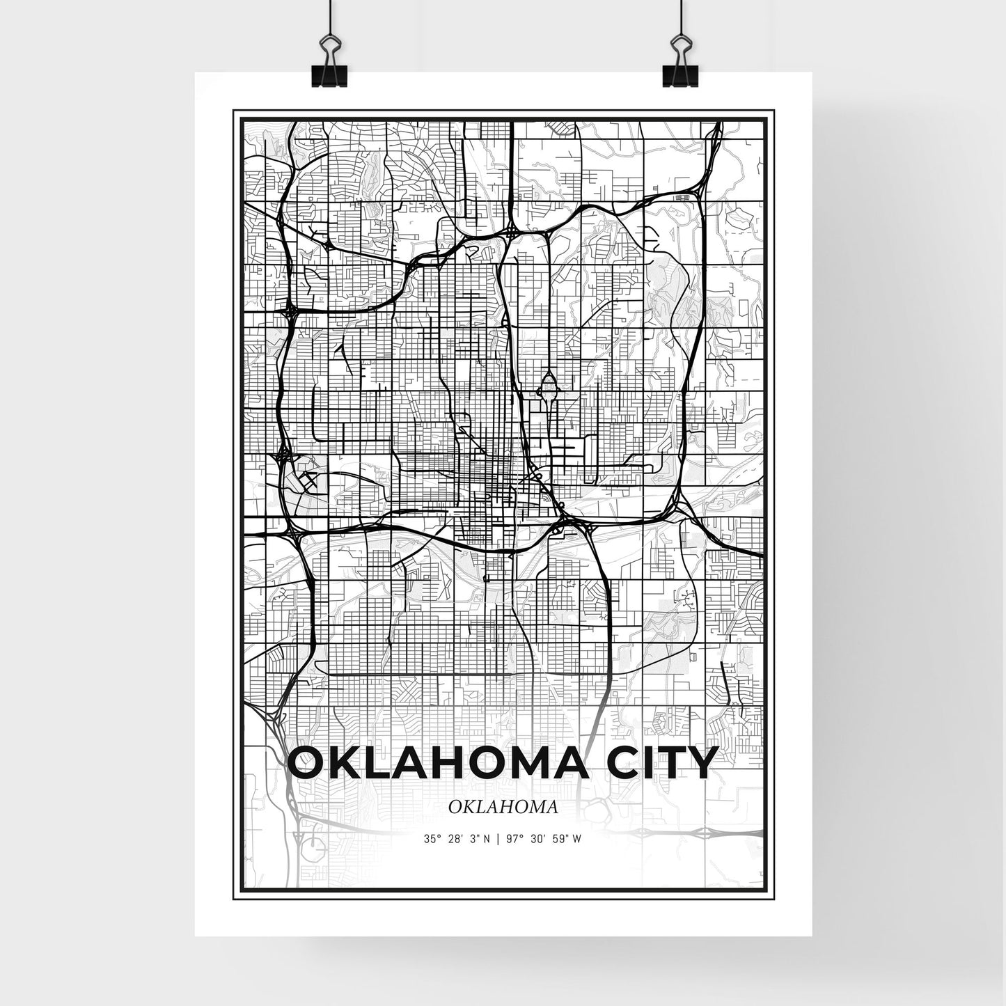 Oklahoma City Oklahoma - Premium City Map Poster