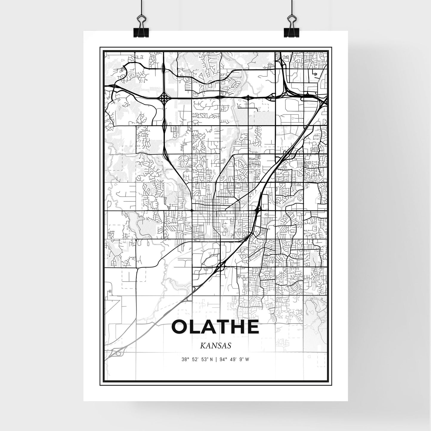 Olathe Kansas - Premium City Map Poster