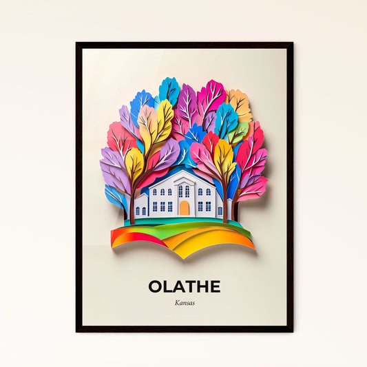 Vivid Olathe, Kansas - a paper cut of a house surrounded by trees