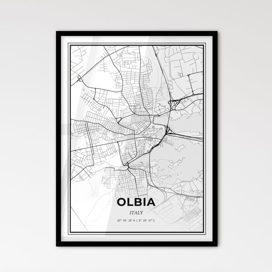 Olbia Italy - Scandinavian Style City Map for Modern Home Decor