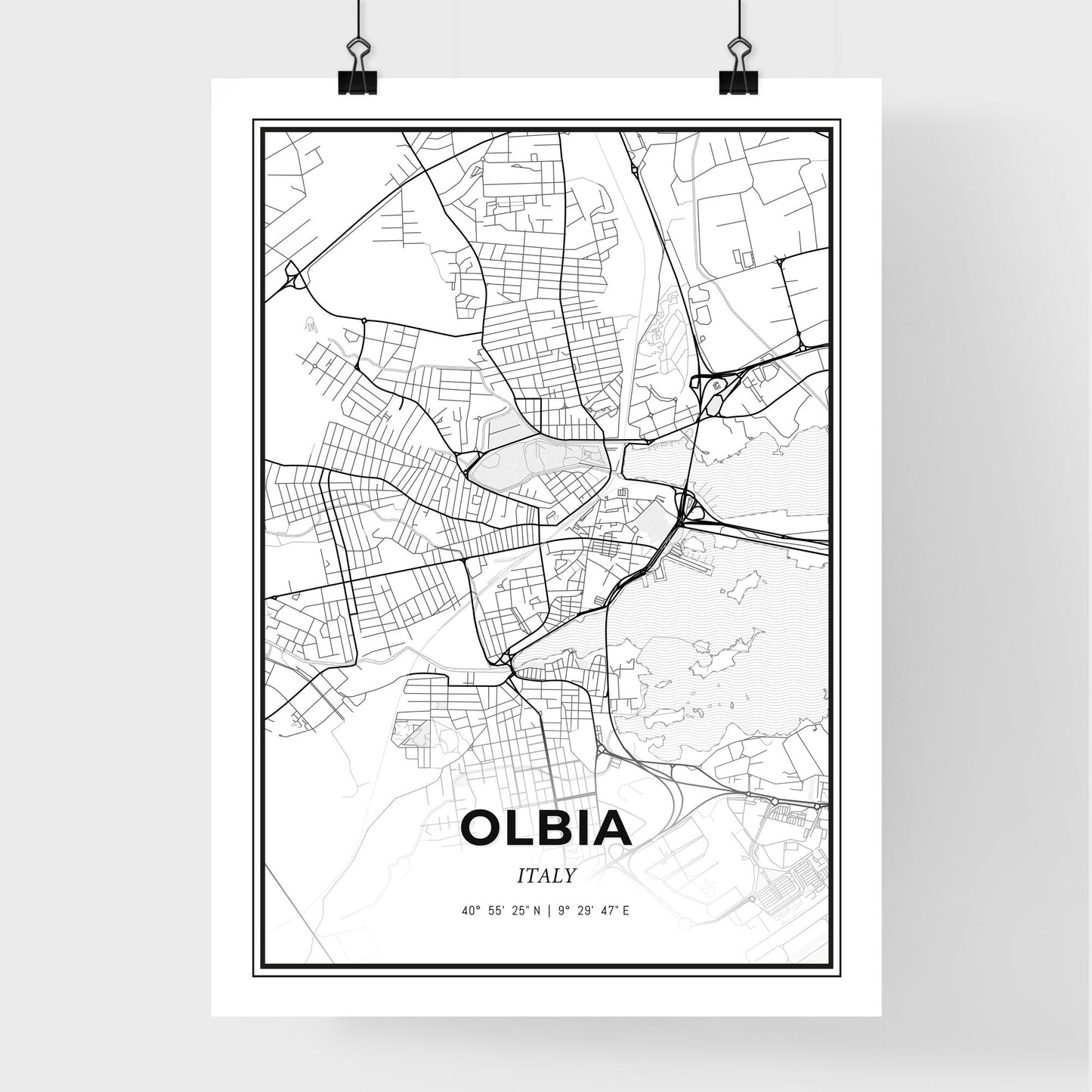 Olbia Italy - Premium City Map Poster