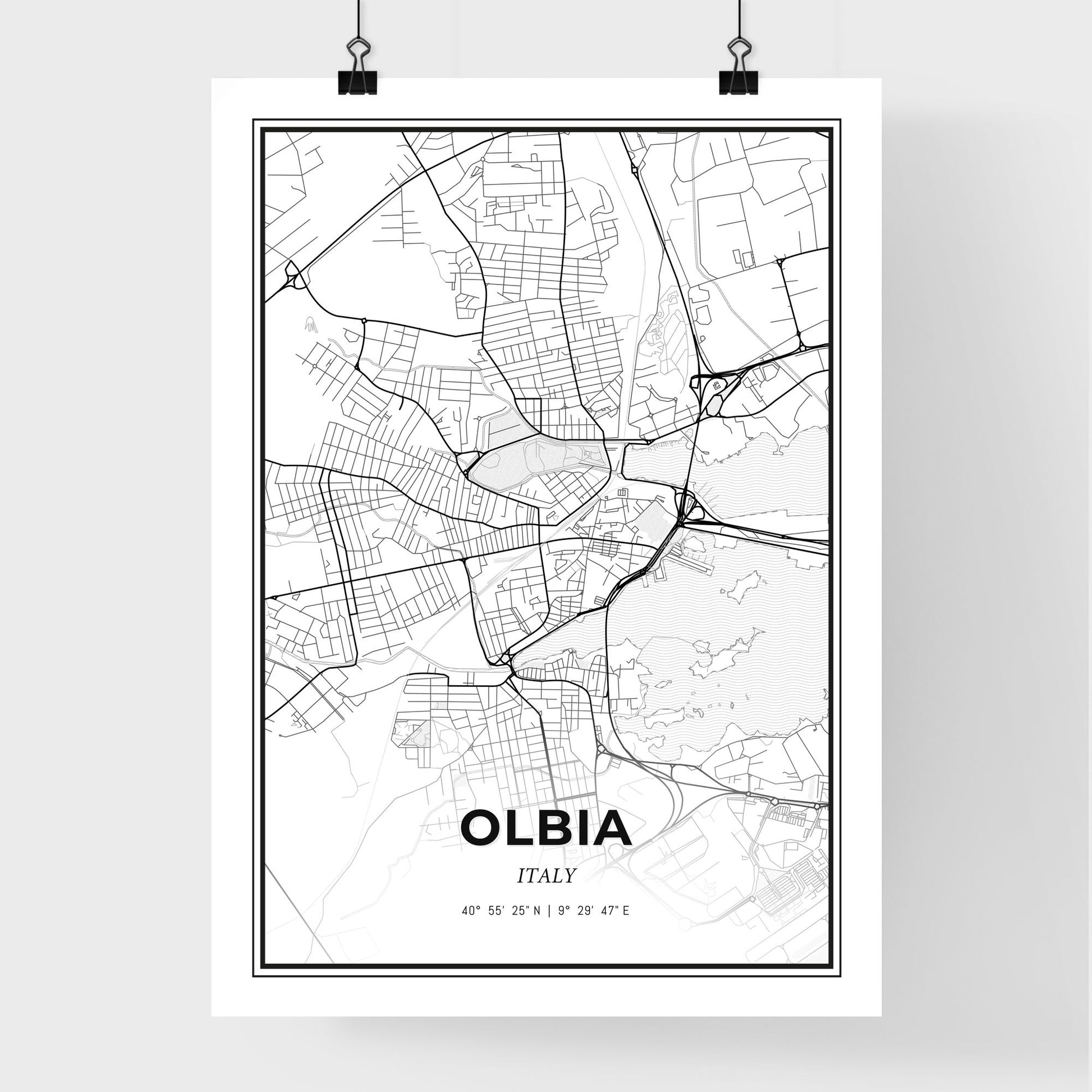 Olbia Italy - Premium City Map Poster